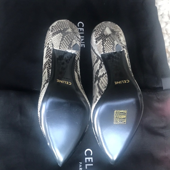 CELINE TRIANGLE HEEL METALLIC TOE PYTHON PUMP - Picture 4 of 5